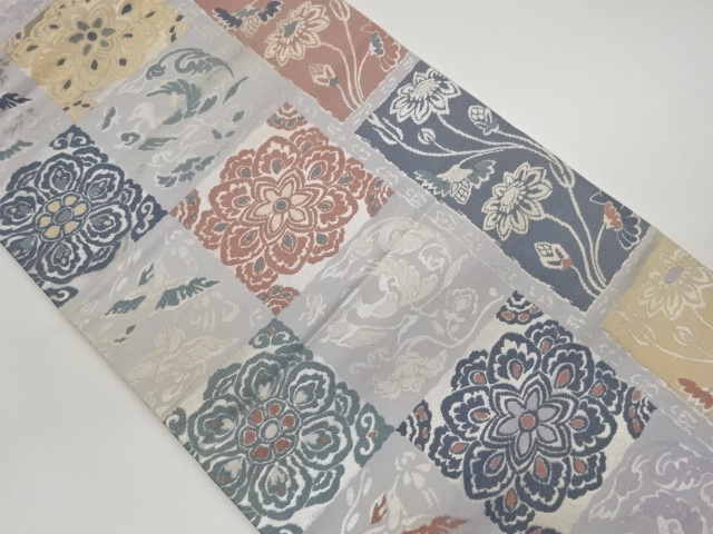 JAPANESE FUKURO OBI / WOVEN FLOWERS & ABSTRACT BIRD